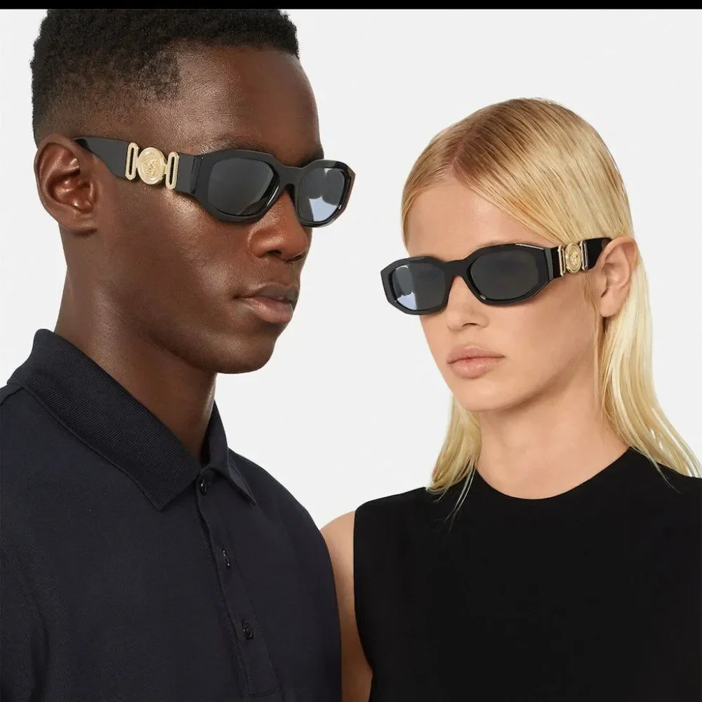 NEW Versace VE4361 GB1/87 Unisex Medusa Biggie Black Grey Oval Unisex Sunglasses
